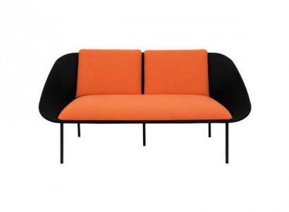 Black-Orange 2-Seater Study Upholstery Modern Couch Textile Sofas